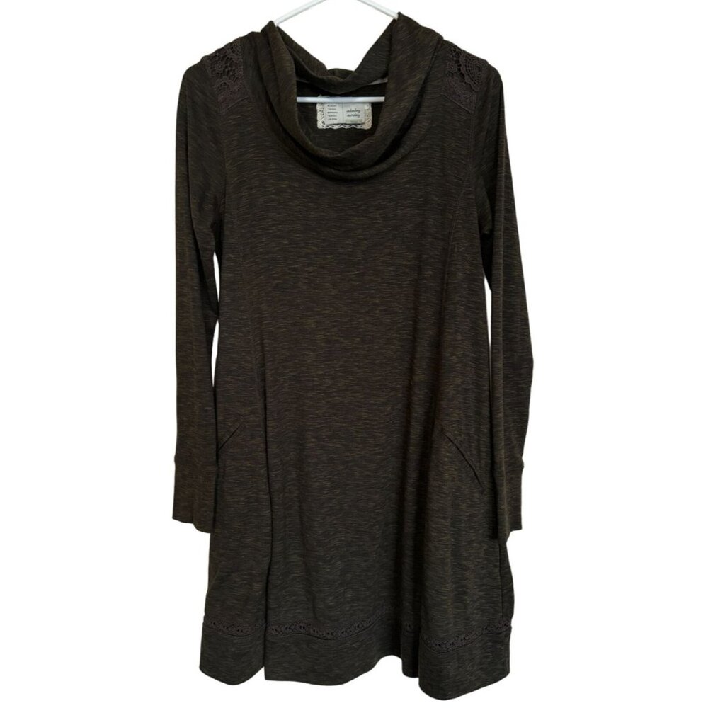 Anthropologie Saturday Sunday Olive Lace Back‎ Cowl Neck Tunic Dress Small w1